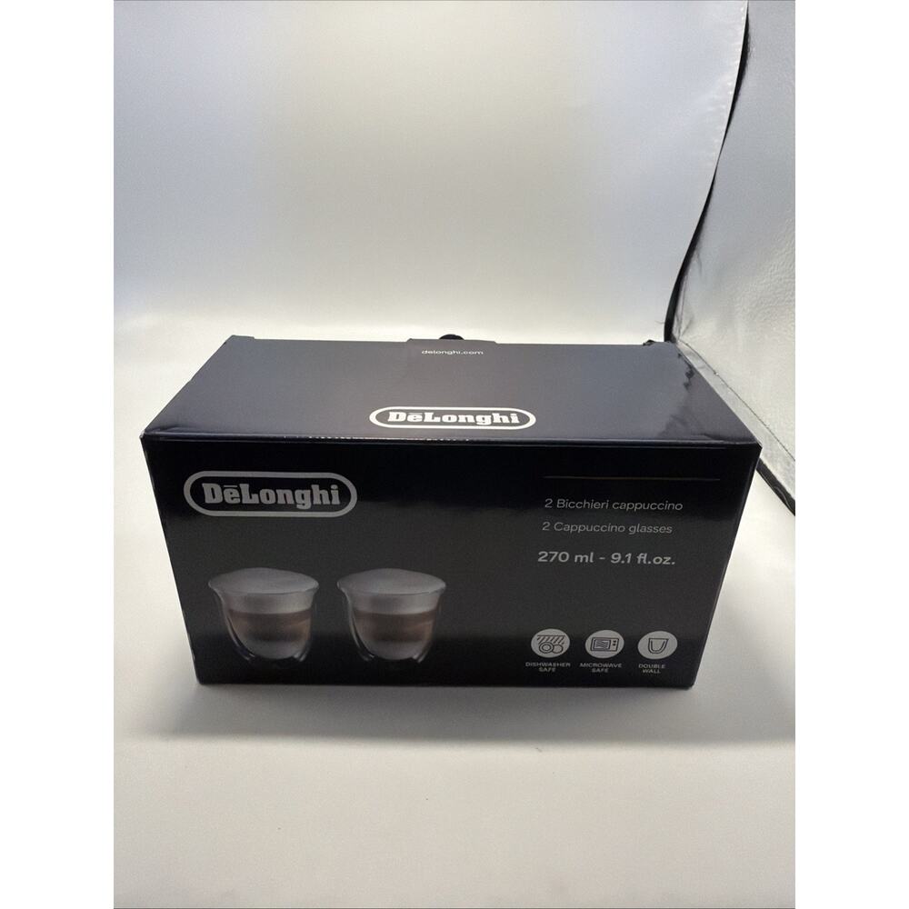 De'Longhi Double Wall Cappuccino Glasses 270ml Set of 2